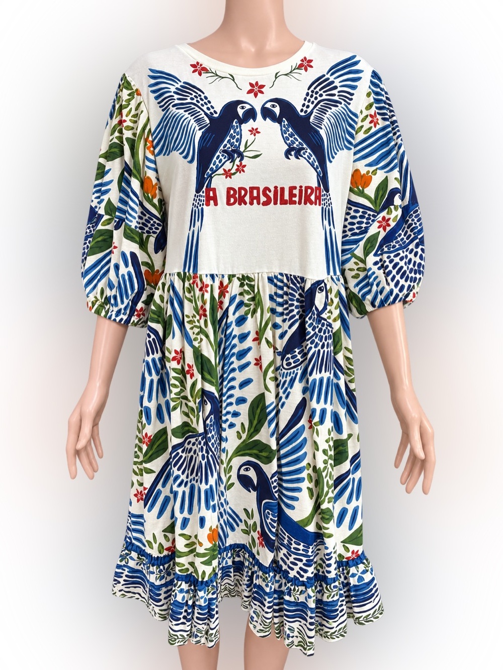FARM Rio “A Brasileira” Parrot Print Dress